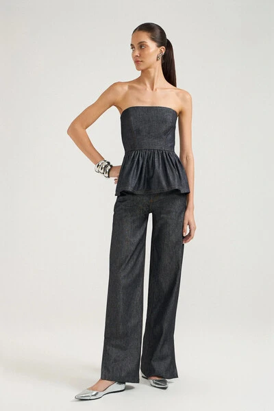 Foto Top Peplum No Wash Denim