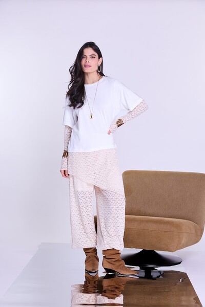 Foto Camiseta Manga Longa Renda Botik