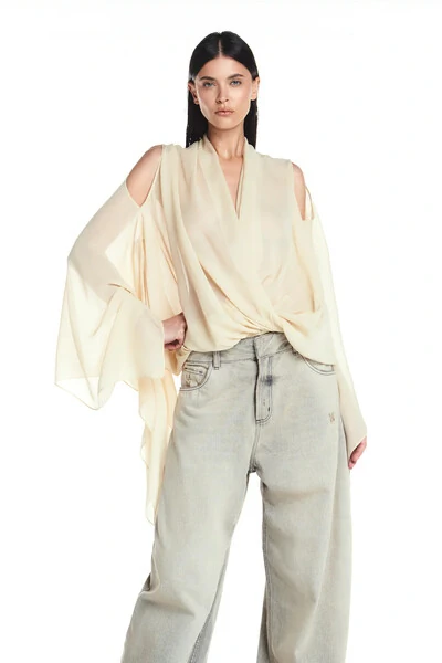 FotoBlusa decote transpasse elástico