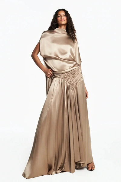 Foto Saia longa drapeado frontal cetim