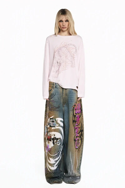 Foto Camiseta Manga Longa Rosa Tiger