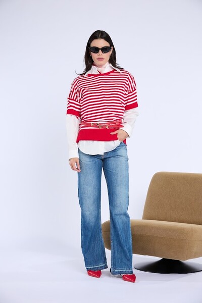 Foto Blusa Listrada Tricot Manga Curta Botik