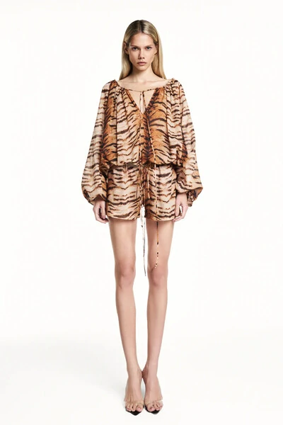 Foto Shorts elástico cós algodão tigre