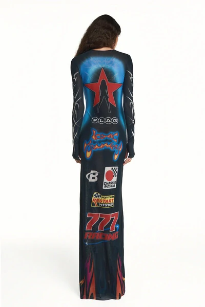 FotoVestido longo tule motocross