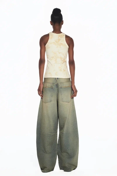 Foto Calça Jeans Baggy Azul Amarelada