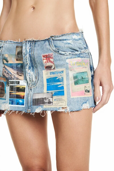 FotoMini Saia Jeans Surf Estampado 34