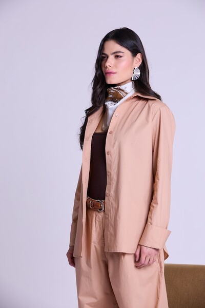 Foto Camisa Tricoline Botik Bege Pp