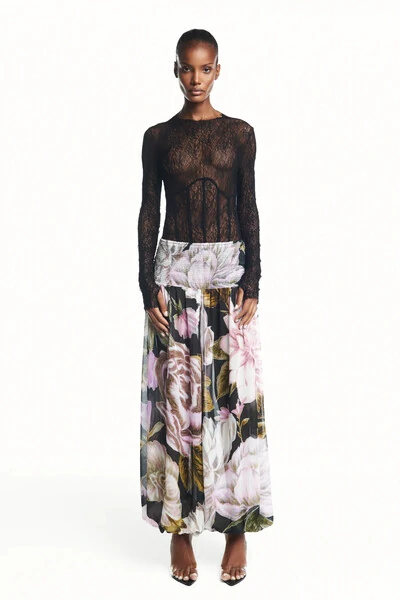 Foto Calça pala e punho lastex floral estampado