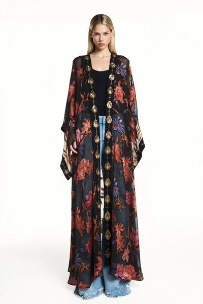 FotoKimono longo patchwork georgete