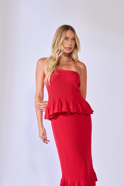 FotoConjunto Tricot Peplum Botik