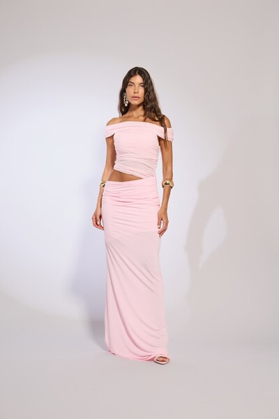 Foto Vestido tule jersey fenda quadril Botik