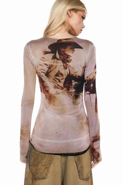 Foto Blusa Manga Longa Tule Wild West