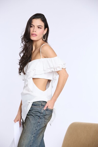 FotoBlusa Ombro A Ombro Crepe Georgete