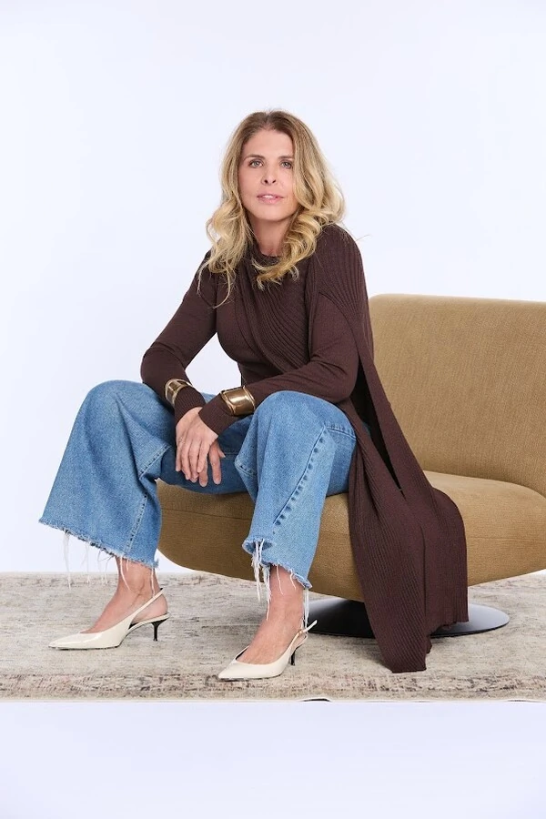 Blusa Tricot Com Faixa Solta Botik Marrom Uni