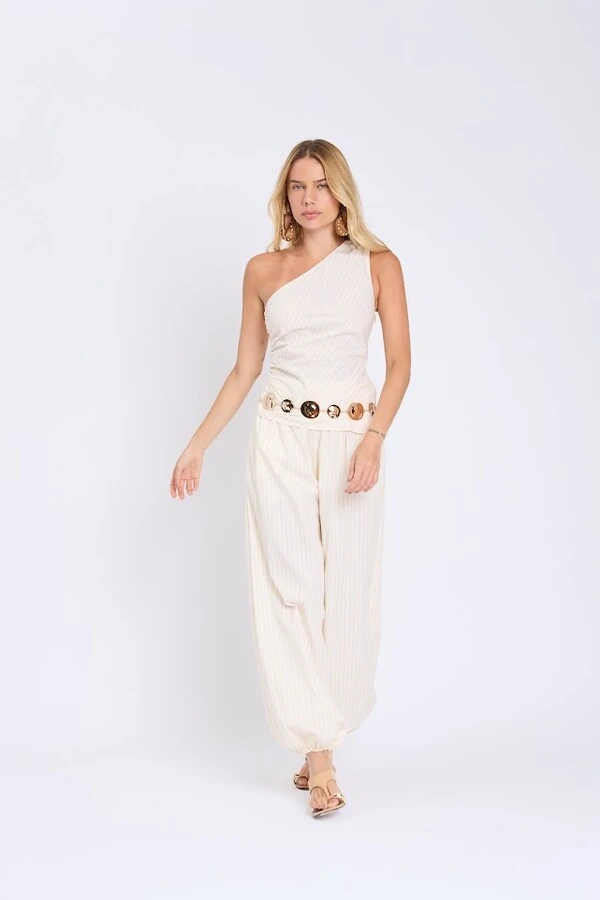 Blusa ombro só tricoline listra Botik