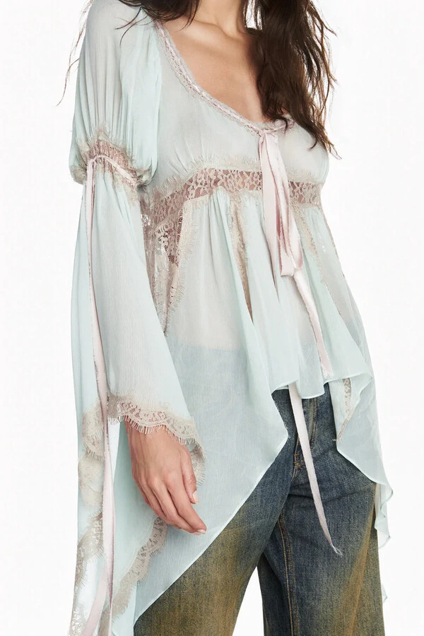 Bata Manga Longa Chiffon