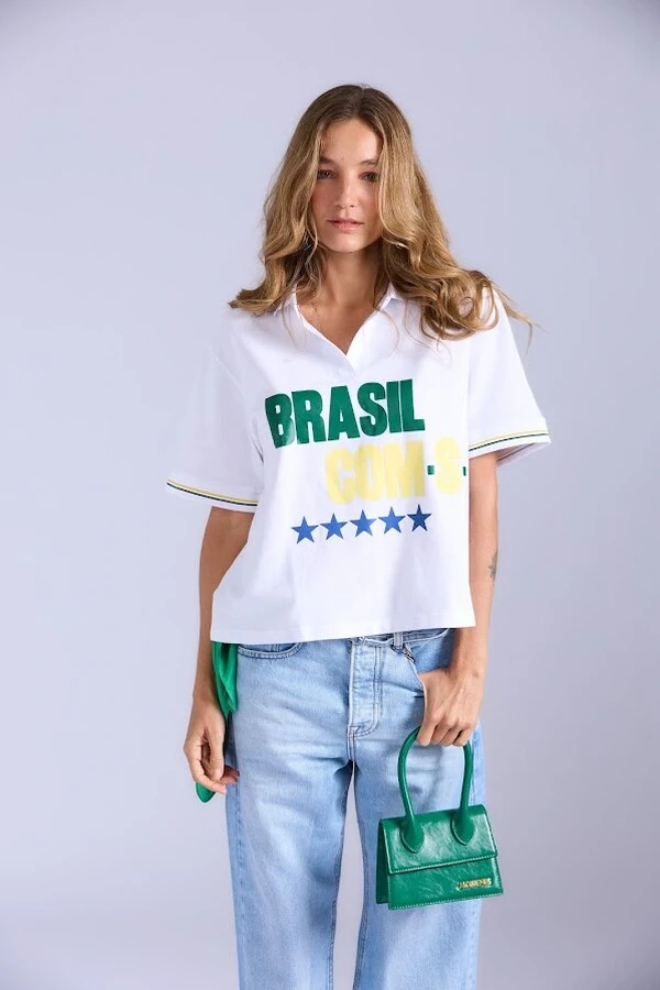 Blusa Pólo Manga Curta Brasil Botik