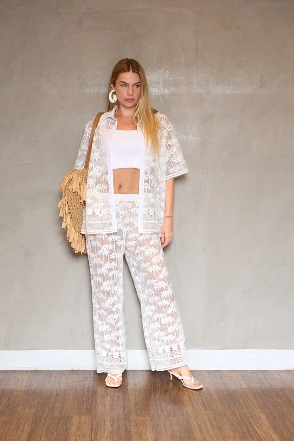 Calça coqueiro renda elástico Botik