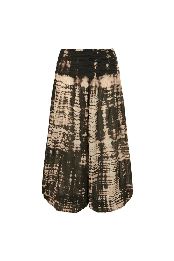 Calça pala drapeada elástico tie dye