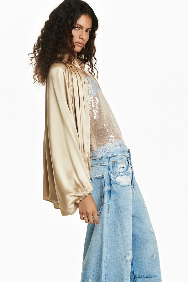 Calça Jeans Baggy Destroyed Azul 34