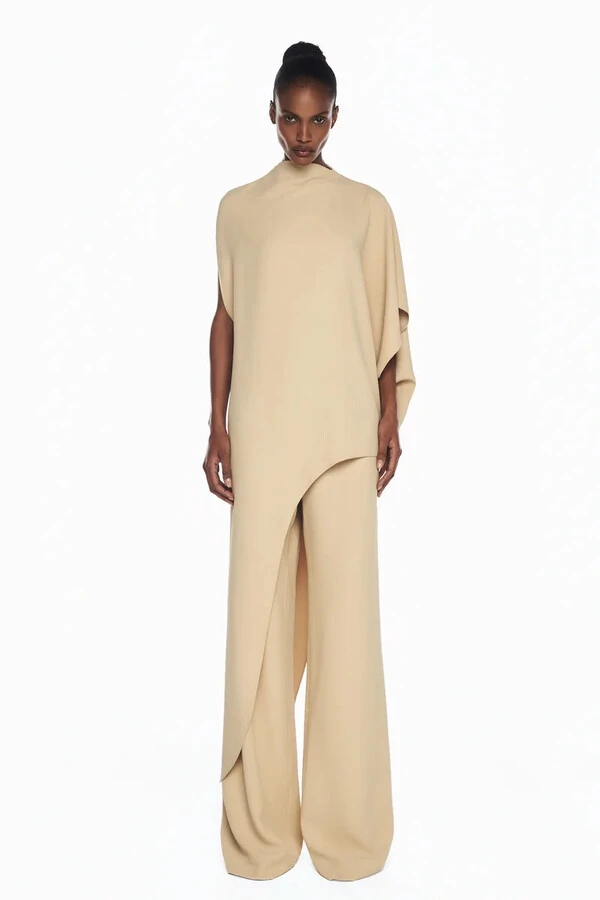 Blusa Kaftan Assimétrica Crepe Heavy Patou