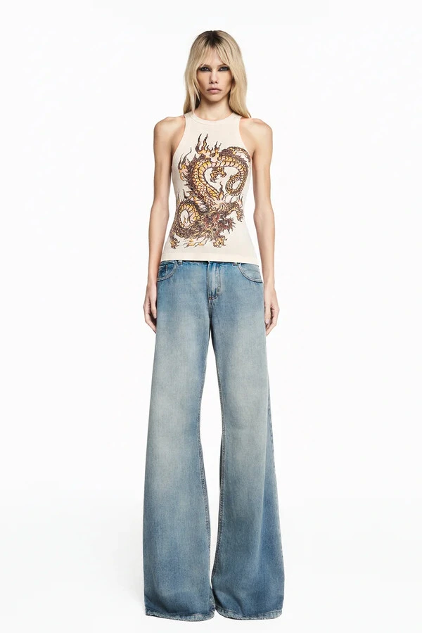 Calça Jeans Flare Cintura Baixa Tig
