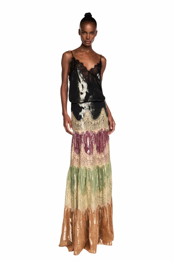 Regata Decote Renda Jacquard Lurex