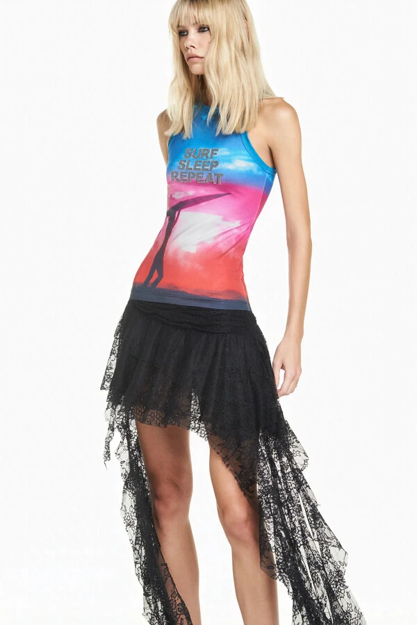 Mini Saia Pala Drapeada Babados Preto 34