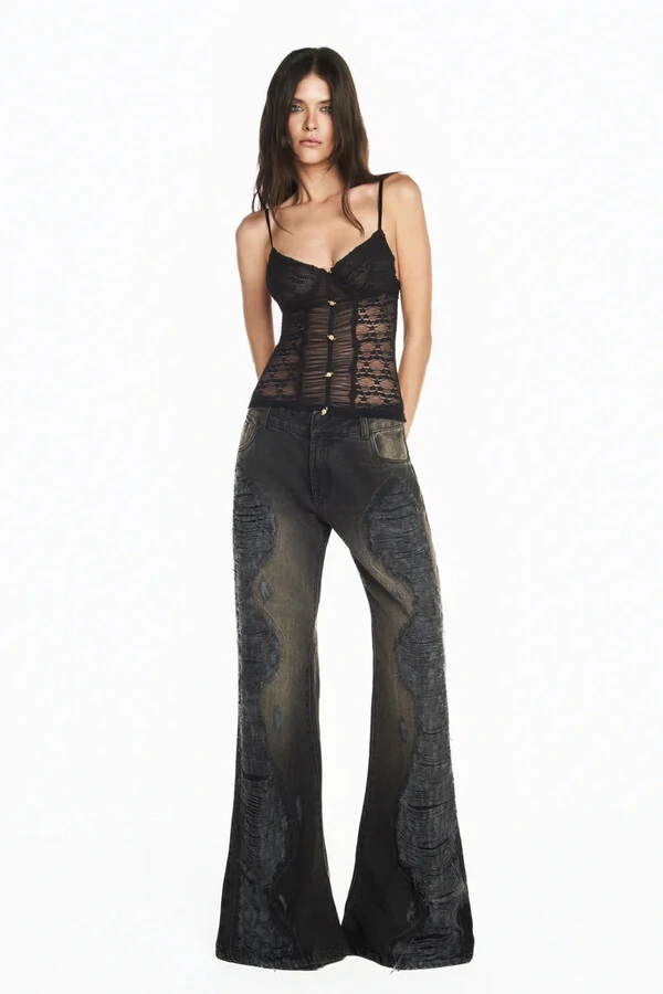 Calça Jeans Flare Black Rasgos