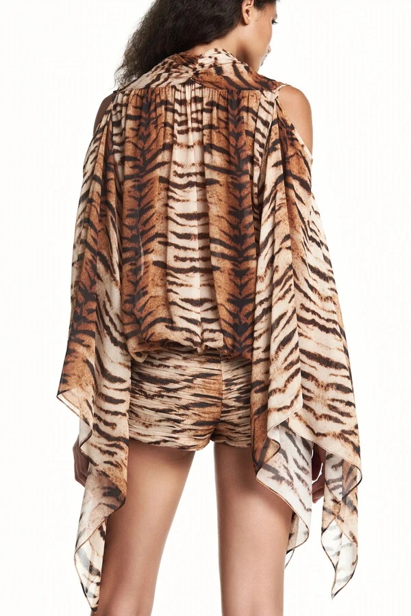 mini shorts drapeado georgete tigre