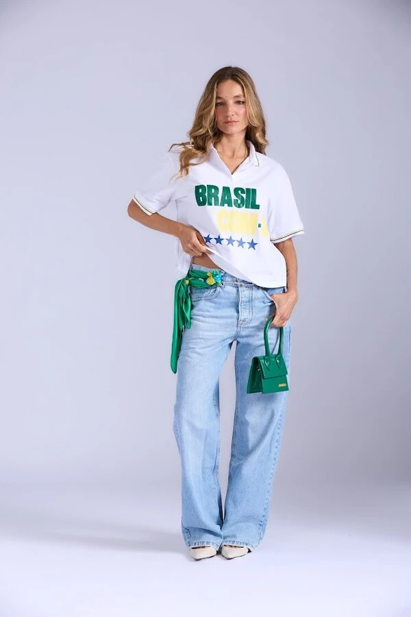 Blusa Pólo Manga Curta Brasil Botik