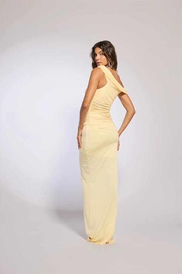 Vestido tule jersey fenda quadril Botik