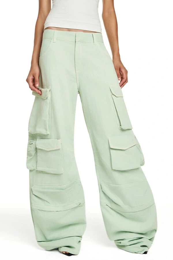 Calça Cargo Múltiplos Bolsos Verde 36