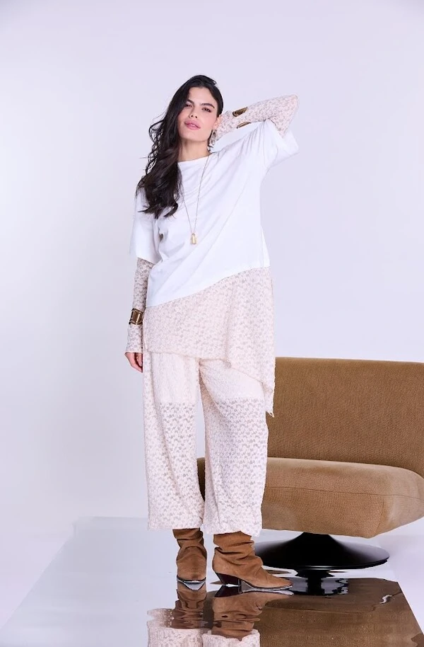 Camiseta Manga Longa Renda Botik