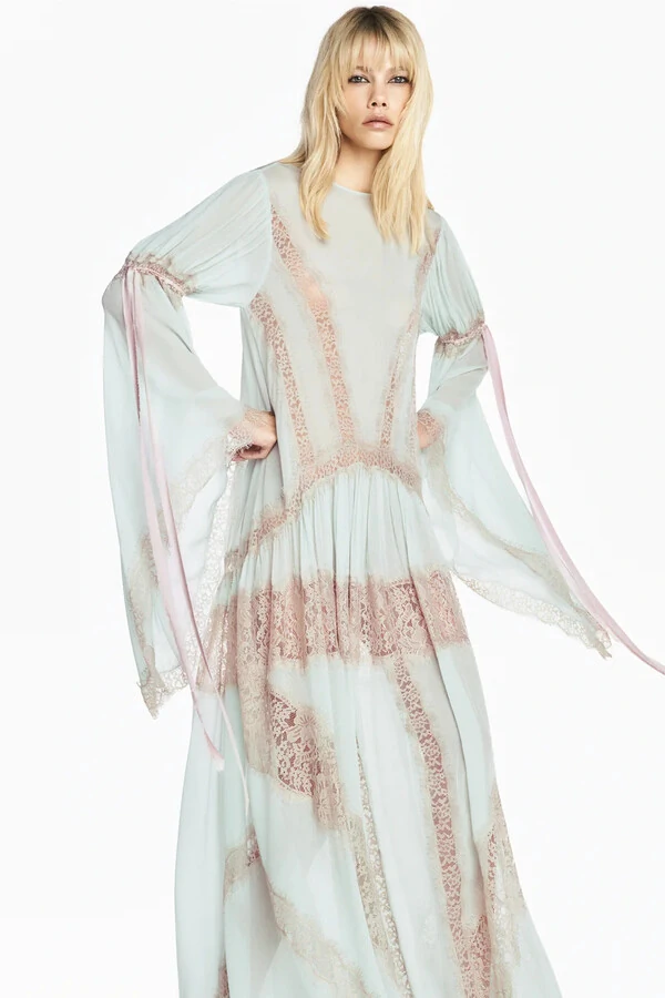 Vestido Longo Manga Longa Chiffon