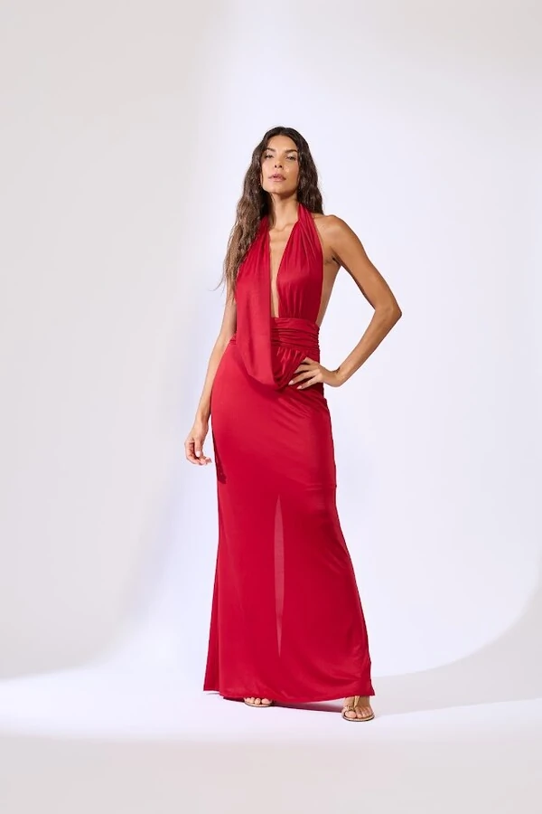 Vestido longo jersey frente única Botik