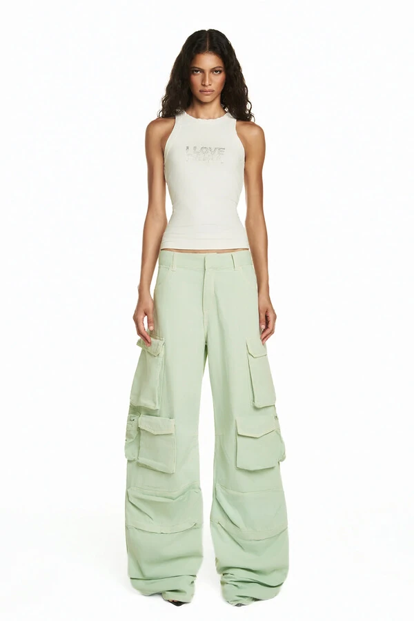 Calça Cargo Múltiplos Bolsos Verde 36