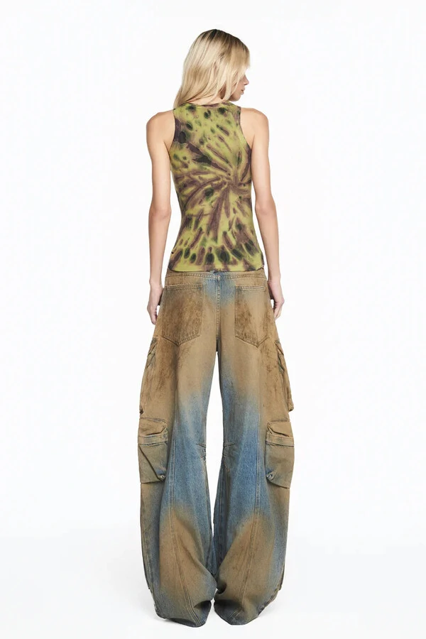 Calça Dirty Jeans Múltiplos Bolsos