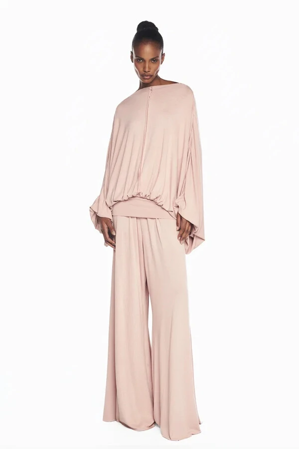 Calça Cós Dobrável Flare De Malha