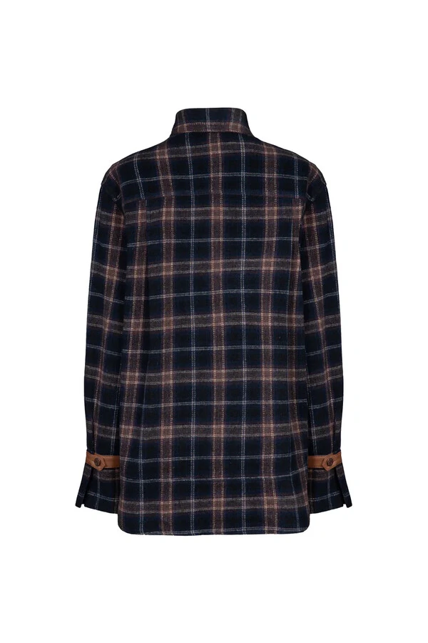 Camisa Xadrez Wool Detalhe Couro Xadrez