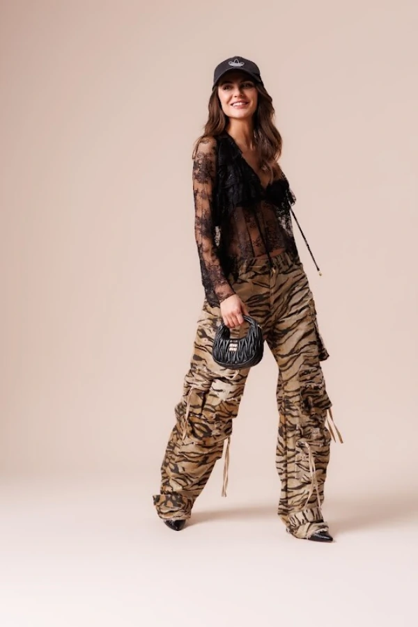 Calça Cargo Tigre Estampado