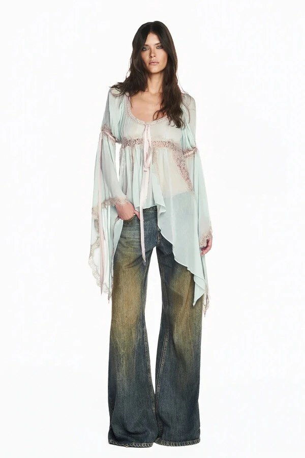 Bata Manga Longa Chiffon