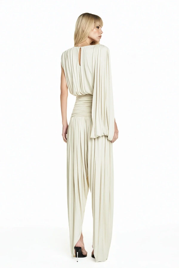 Macacão Corpo Pala Drapeada Bege P