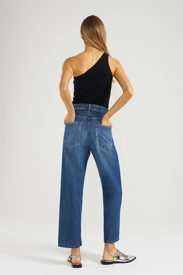Calça wide leg cropped
