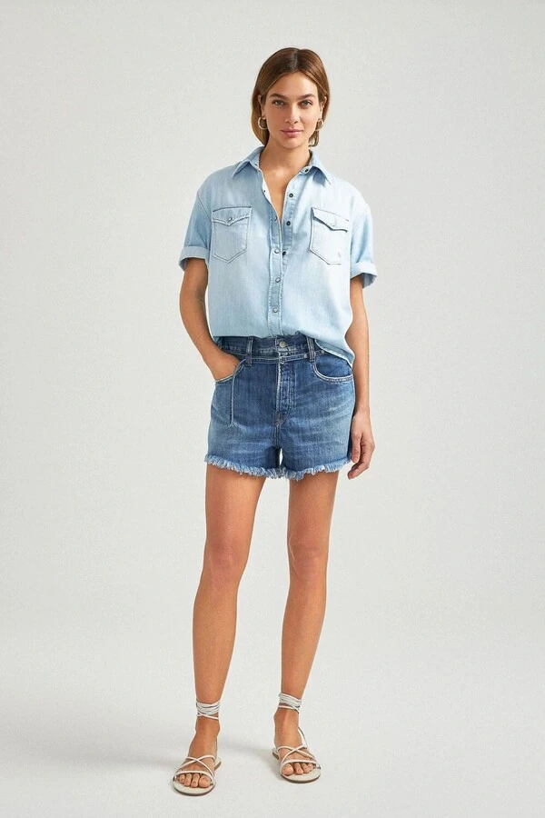 Shorts loose jeans escuro