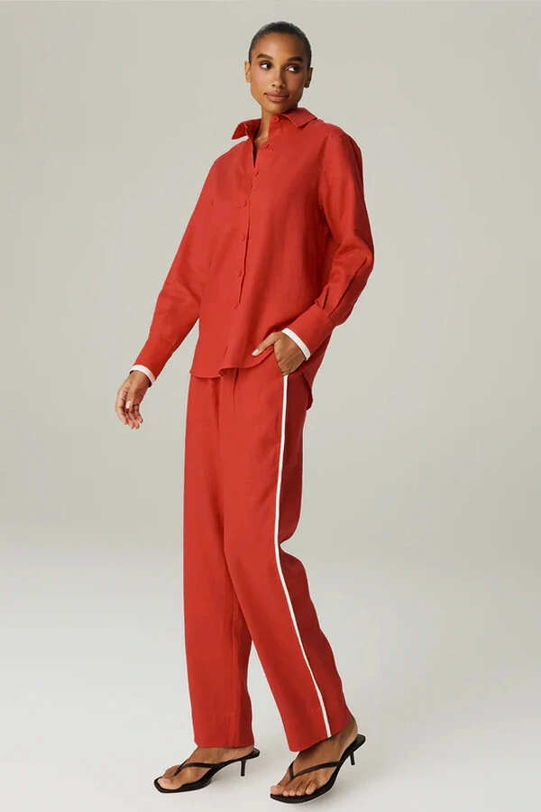 Camisa Linho Over Bicolor