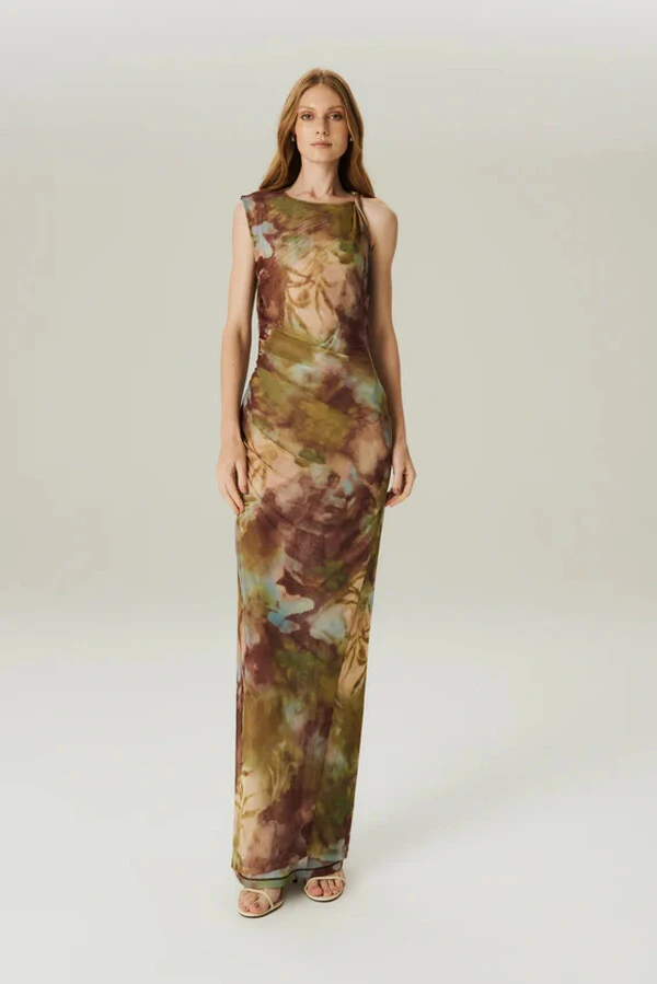 Vestido Mid Tule Estampado