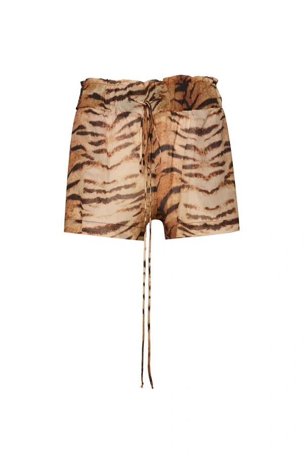 Shorts elástico cós algodão tigre