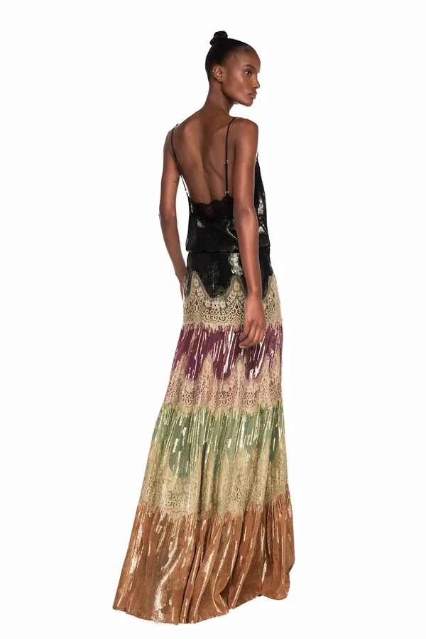Regata Decote Renda Jacquard Lurex