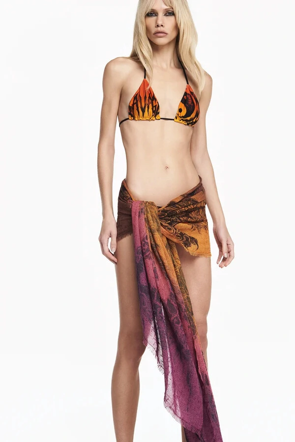 Panô Organza De Linho Tattoo Dragão Tie Dye Estampado